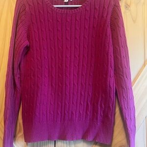 St. John's Bay Pink Crew Neck Sweater Cable Knit Long Sleeve Size M Cozy